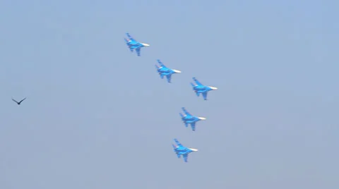 Turn composed of fighters wing Stock Footage 32844048