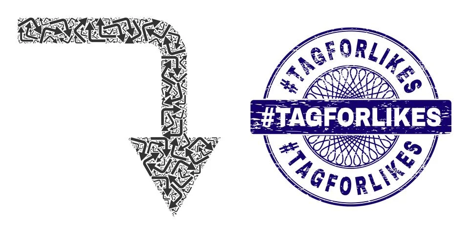Turn Down Recursive Collage of Turn Down Items and Scratched hashtag Tagforlikes Illustrazione stock
