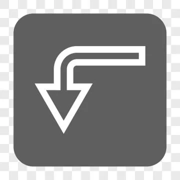 Turn Down Rounded Square Button Stock Illustration