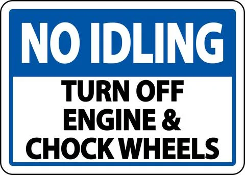 Turn Off Engine and Chock Wheels Sign On White Background Stock Illustration