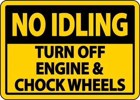 Turn Off Engine and Chock Wheels Sign On White Background Ilustración de archivo