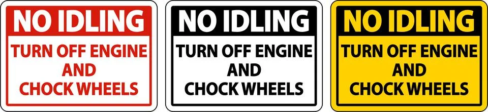 Turn Off Engine and Chock Wheels Sign On White Background Stock Illustration