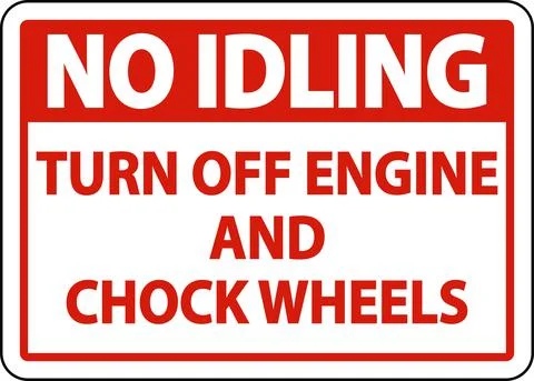 Turn Off Engine and Chock Wheels Sign On White Background Stock Illustration