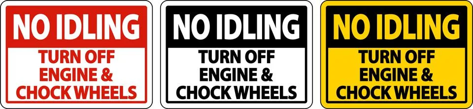 Turn Off Engine and Chock Wheels Sign On White Background Stock Illustration