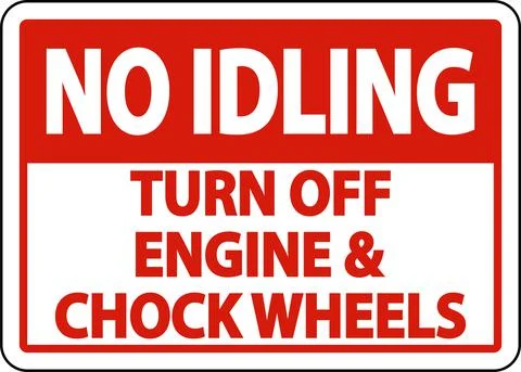 Turn Off Engine and Chock Wheels Sign On White Background Illustrazione stock
