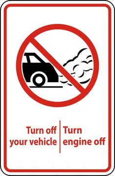Turn Engine Off Sign On White Background Stock Illustration