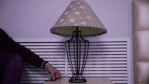 Turn on the floor lamp Stock Footage 229393950