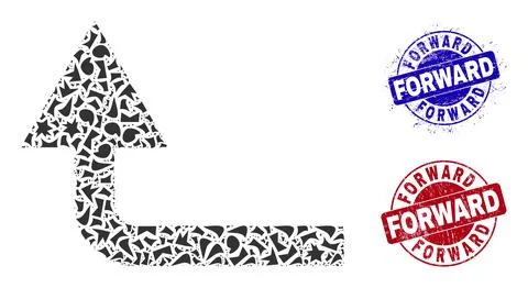 Turn Forward Mosaic of Spalls with Forward Distress Seals Stock Illustration