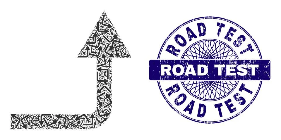 Turn Forward Recursion Collage of Turn Forward Icons and Distress Road Test イラスト素材