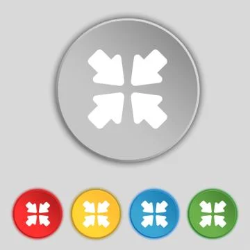 Turn to full screen icon sign. Symbol on five flat buttons. Vector Stock Illustration