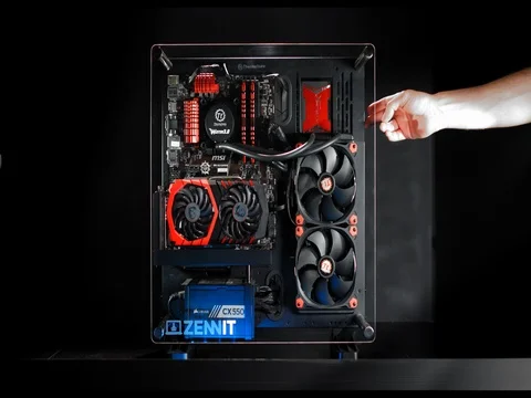 Turn on a gaming computer Stock Footage 80474830