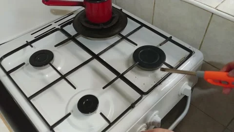 Turn on the gas Stock Footage 134344951