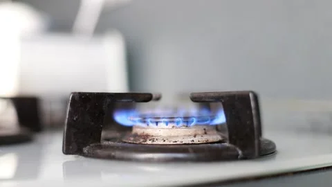 Turn on the gas stove Stock Footage 203971640