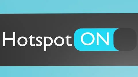 Turn on Hotspot button, slider. Wi-Fi Hotspot. 3d render. Ilustração Stock