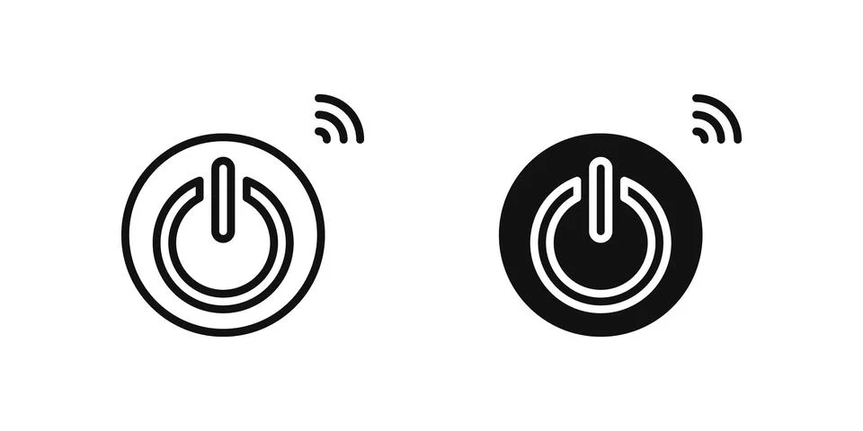 Turn on icon set representing power activation or smart device startup in I.. Illustrazione stock