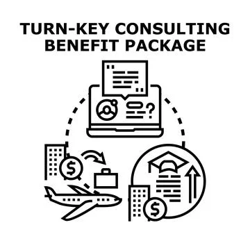 Turn key consulting benefit package concept vector Stock Illustration