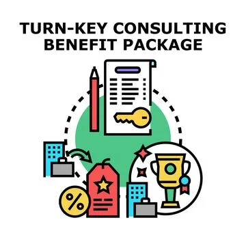 Turn key consulting benefit package concept vector Stock Illustration