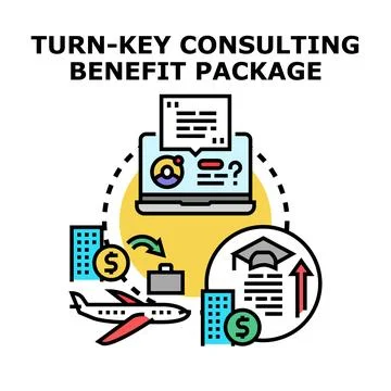 Turn key consulting benefit package concept vector Stock Illustration