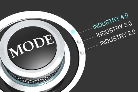 Turn the knob to industry 4.0 mode Stock Illustration