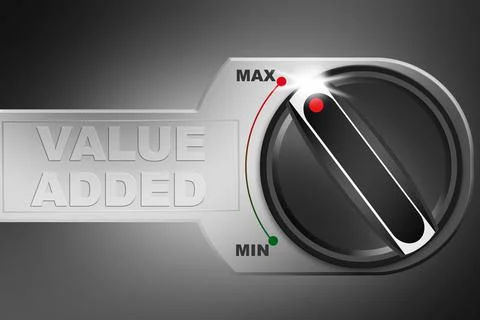 Turn the knob to max for value added Stock Illustration
