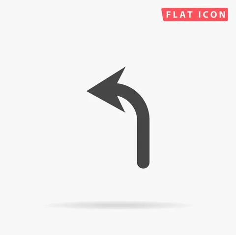 Turn Left Arrow flat vector icon Illustrazione stock