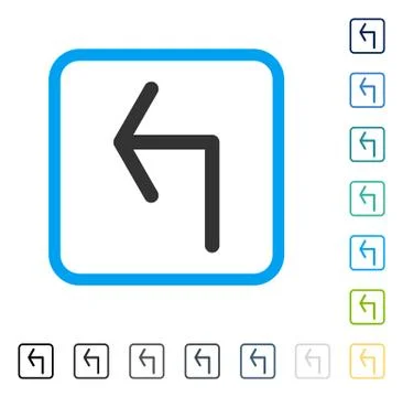 Turn Left Framed Vector Icon Stock Illustration