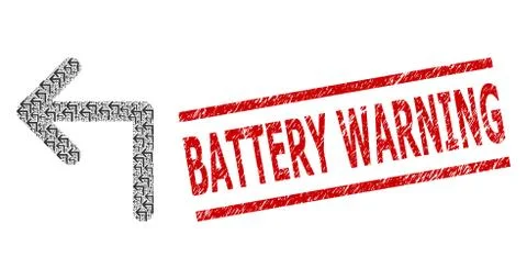 Turn Left Recursion Collage of Turn Left Items and Textured Battery Warning Seal イラスト素材