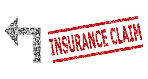 Turn Left Recursive Collage of Turn Left Icons and Scratched Insurance Claim Illustrazione stock