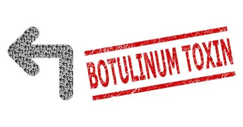 Turn Left Recursive Mosaic of Turn Left Icons and Distress Botulinum Toxin Seal Illustrazione stock