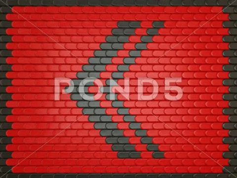 Turn Left. Red Leather Background With Arrow Sign