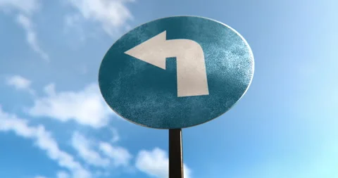 Turn Left Sign in a 3D animation Stock Footage 251130101