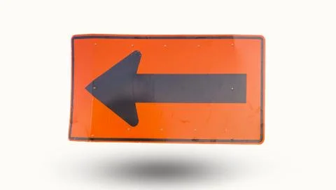 Turn left sign on white Stock Photos