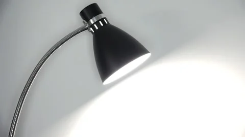 Turn Off the Light in a Dark Room, Turning the Light Off a Led Lamp, Turns Light Stock Footage 340183144