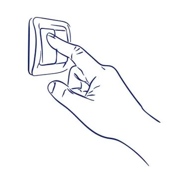 Turn the light switch on hand Stock Illustration