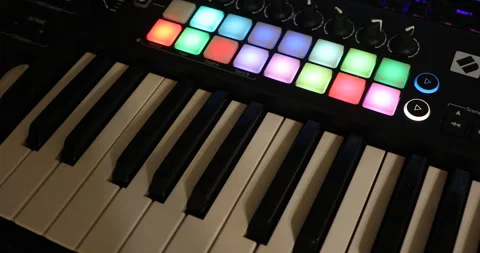 Turn on midi keyboard indicator Stock Footage 243860735