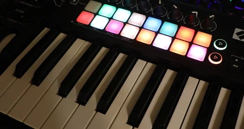 Turn on midi keyboard indicator Stock Footage 243860736