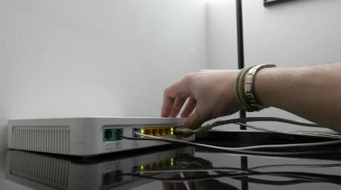 Turn off the modem and unplug the cables Stock Footage 59797721