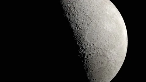 With the turn of the moon, more than half of its surface becomes lightened Stock Footage 145698349