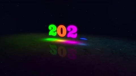 Turn of the new year from 2021 to 2022 with neon glow effect 2d animation in 4k. Video stock 166777536