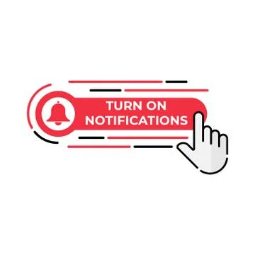 Turn On Notification button icon for social media. Notification bell icon but Stock Illustration