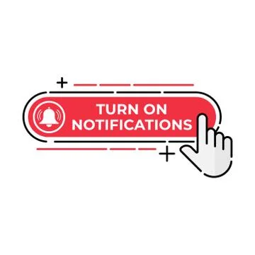 Turn On Notification button icon for social media. Notification bell icon but Stock Illustration