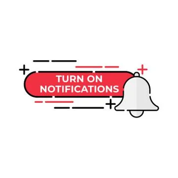 Turn On Notification button icon for social media. Notification bell icon but Illustrazione stock