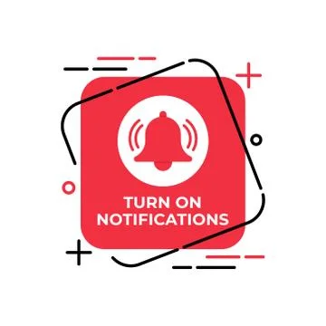 Turn On Notification button icon for social media. Notification bell icon but Ilustración de archivo