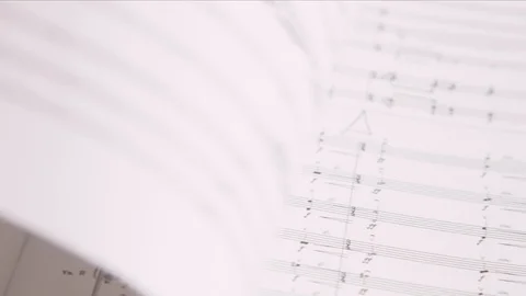 Turn over note paper macro shot / classical music / symphony Видео 108370989