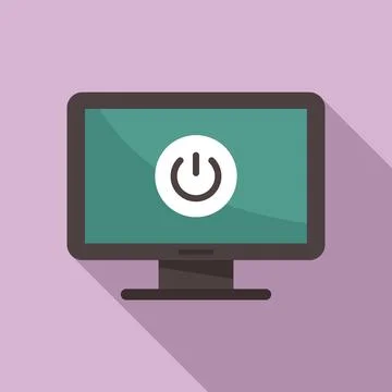 Turn off pc icon flat vector. Computer button Stock Illustration