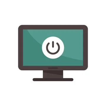 Turn off pc icon flat vector. Computer button Illustrazione stock