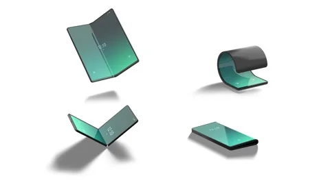 Turn on phone flip chamshell display screensaver mockup, looped switch Stock Footage 245714861