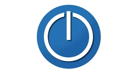 Turn on Power button icon symbol in and out animation blue Video stock 93261649