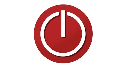 Turn on Power button icon symbol in and out animation red Stock Footage 93261651