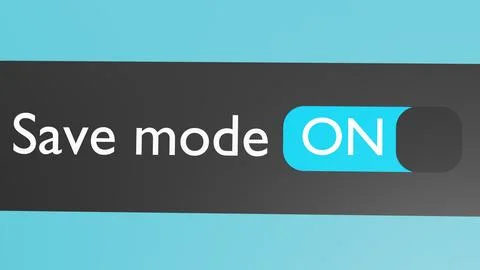 Turn on Power Save button, slider. Energy saving mode. 3d render. Illustrazione stock